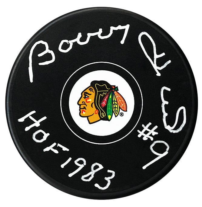 Bobby Hull Autographed Chicago Blackhawks HOF Inscribed Puck CoJo Sport Collectables Inc.