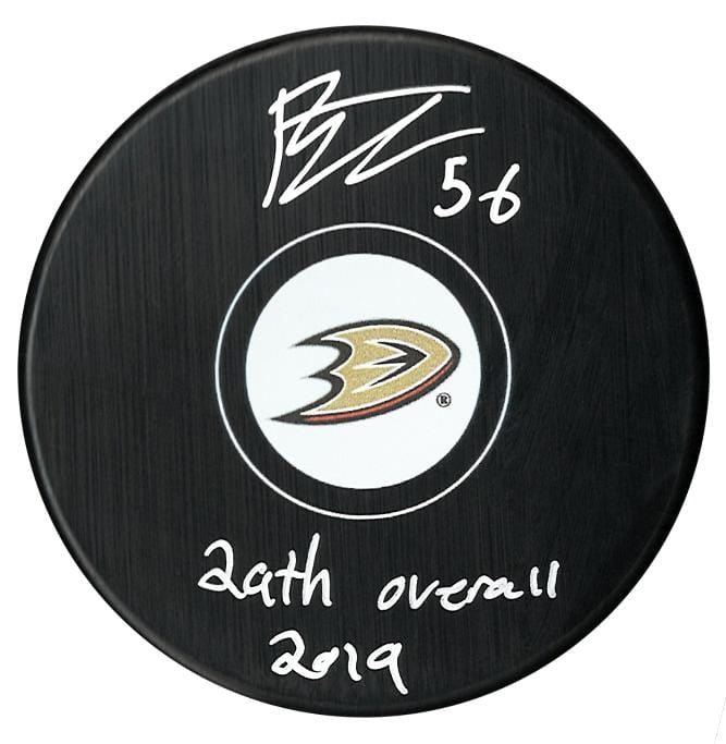 Brayden Tracey Autographed Anaheim Ducks Draft Inscribed Puck CoJo Sport Collectables Inc.