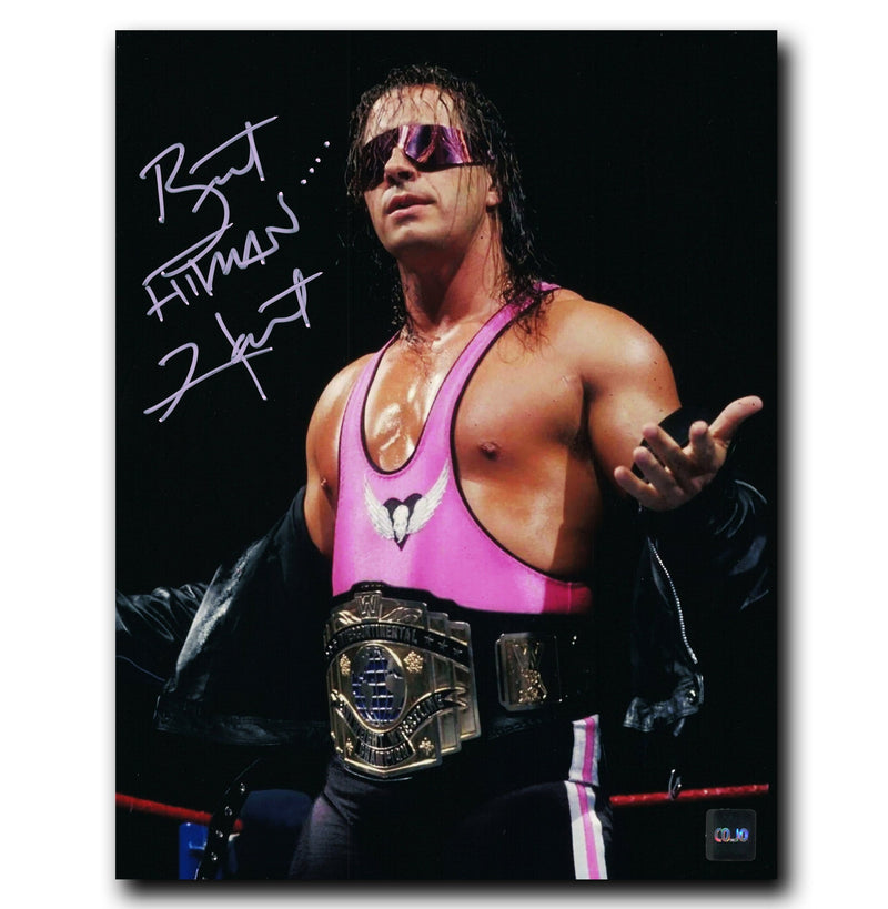 Bret Hitman Hart WWE Autographed Sunglasses 8x10 Photo CoJo Sport Collectables Inc.