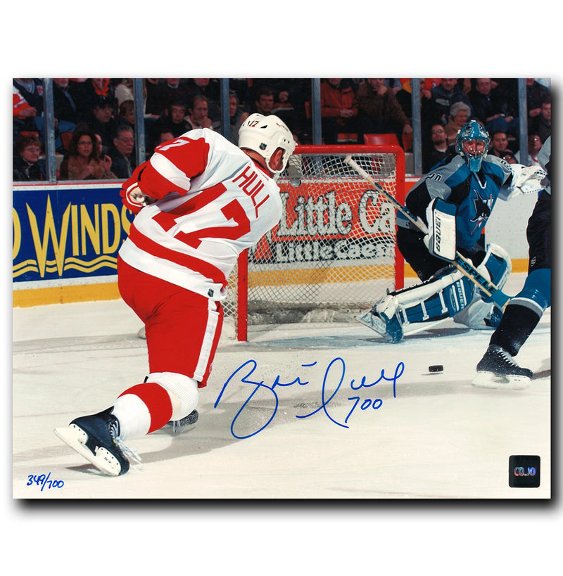 Brett Hull Detroit Red Wings Autographed 700th Goal 8x10 Photo (LE /700) CoJo Sport Collectables Inc.