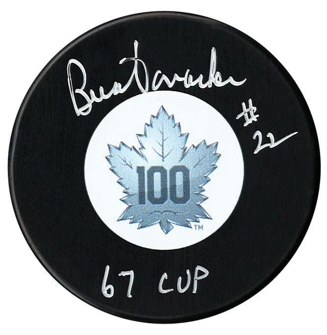 Brian Conacher Autographed Toronto Maple Leafs Centennial Season Inscribed Puck CoJo Sport Collectables