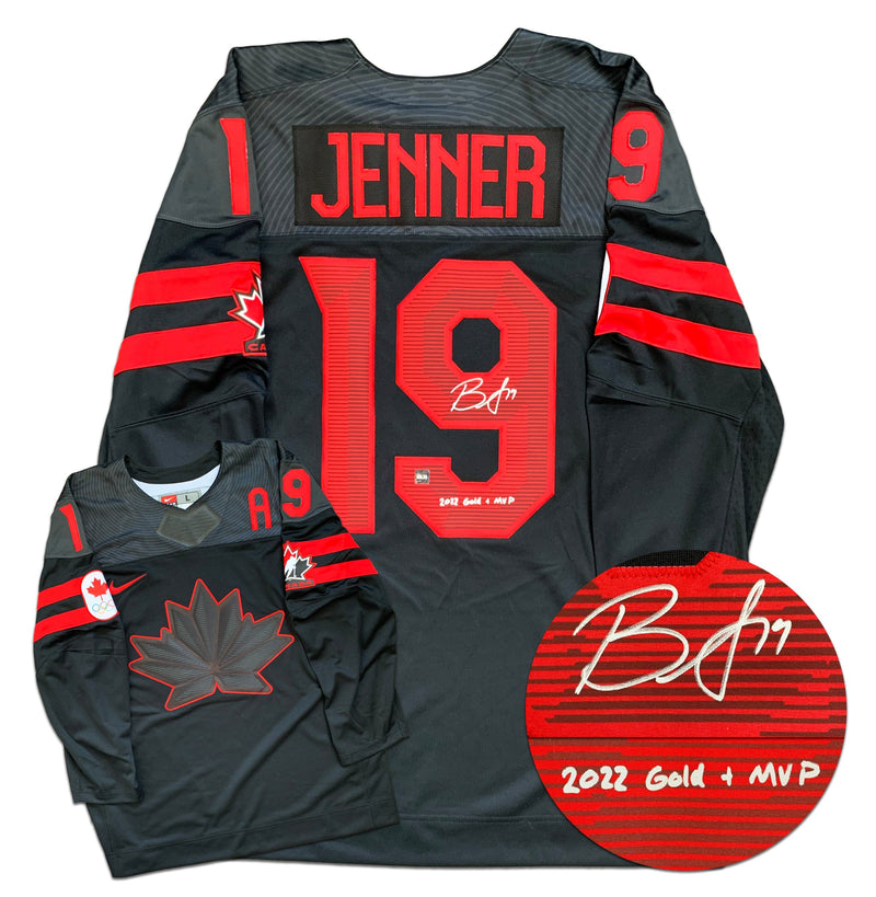 Brianne Jenner Team Canada Autographed 2022 Gold & MVP Inscribed Nike Olympic Jersey (Black) CoJo Sport Collectables Inc.