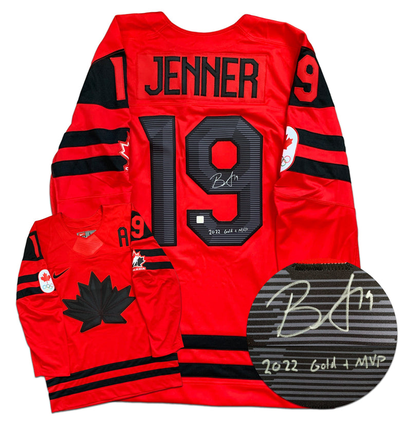 Brianne Jenner Team Canada Autographed 2022 Gold & MVP Inscribed Nike Olympic Jersey (Red) CoJo Sport Collectables Inc.