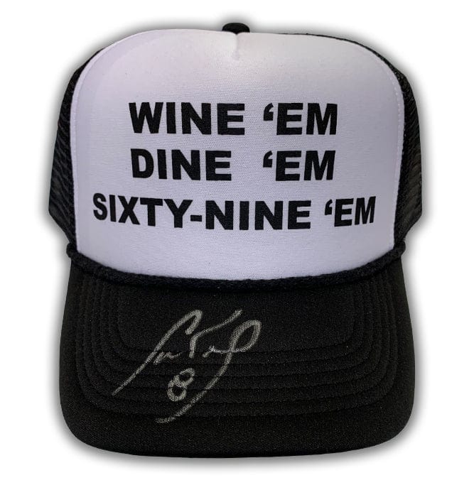 Cam Neely Autographed Wine 'Em Dine 'Em Sixty-Nine 'Em Dumb and Dumber Hat CoJo Sport Collectables