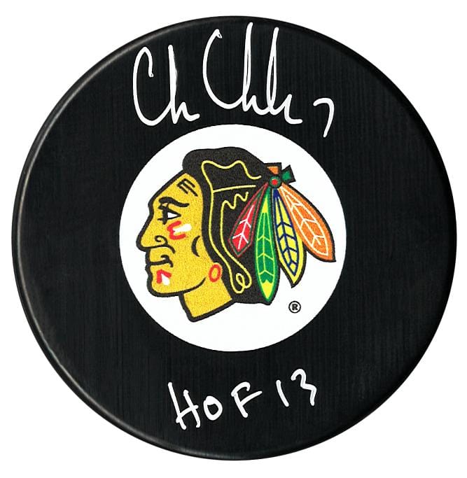 Chris Chelios Autographed Chicago Blackhawks HOF Puck CoJo Sport Collectables Inc.