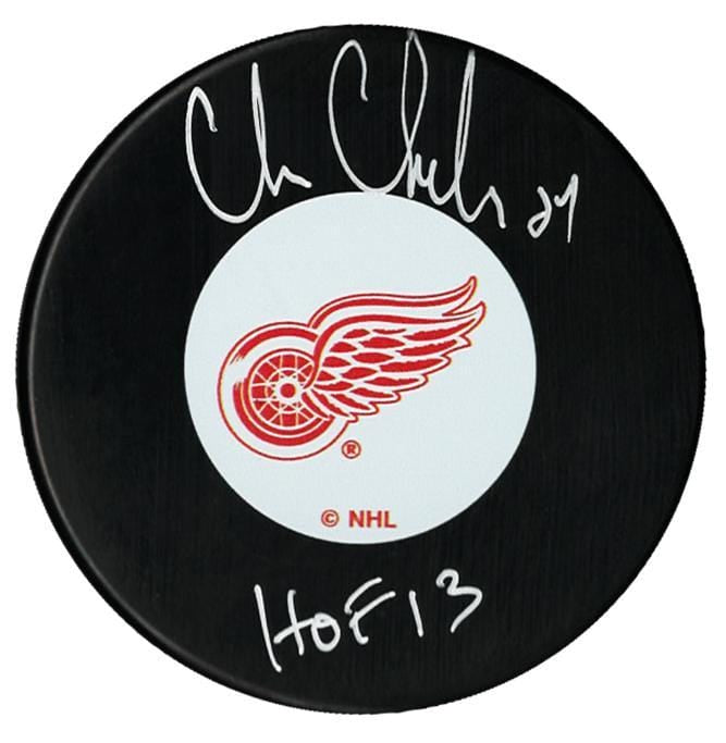 Chris Chelios Autographed Detroit Red Wings HOF Puck CoJo Sport Collectables Inc.