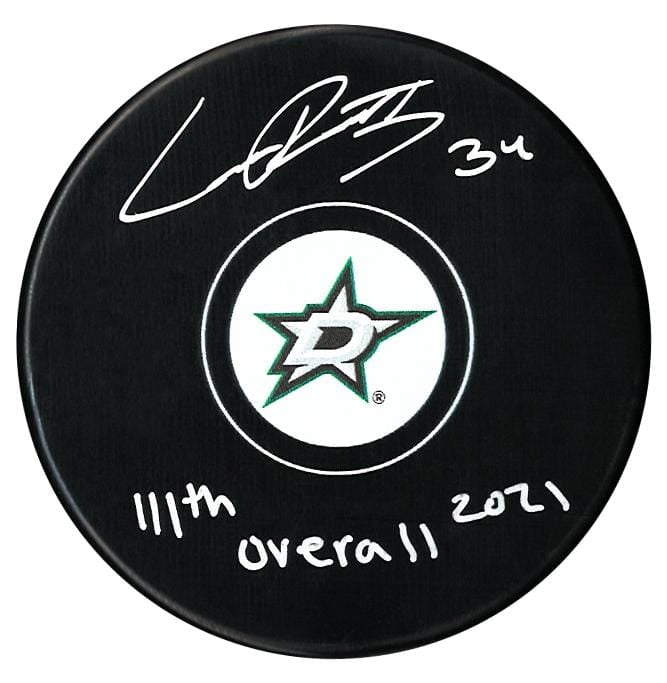 Conner Roulette Autographed Dallas Stars Draft Inscribed Puck CoJo Sport Collectables Inc.