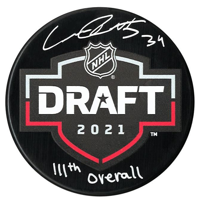 Conner Roulette Dallas Stars Autographed 2021 Inscribed Draft Puck CoJo Sport Collectables Inc.