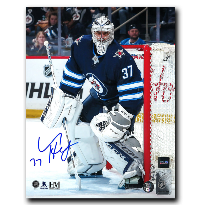 Connor Hellebuyck Winnipeg Jets Autographed Crease 8x10 Photo CoJo Sport Collectables