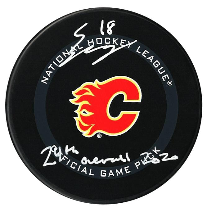 Connor Zary Autographed Calgary Flames Draft Inscribed Official Puck CoJo Sport Collectables Inc.