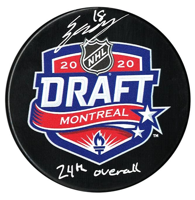 Connor Zary Calgary Flames Autographed 2020 Inscribed Draft Puck CoJo Sport Collectables Inc.