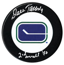 Dale Tallon Autographed Vancouver Canucks Draft Inscribed Puck CoJo Sport Collectables Inc.