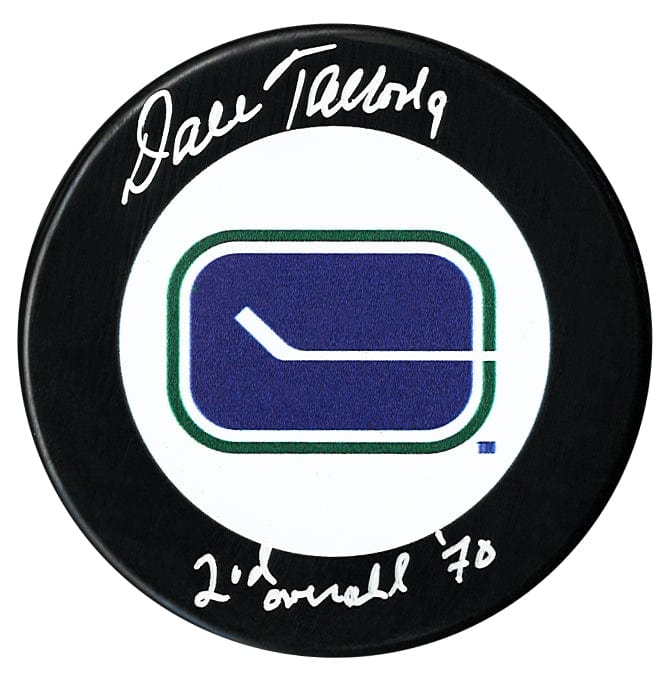 Dale Tallon Autographed Vancouver Canucks Draft Inscribed Puck CoJo Sport Collectables Inc.