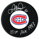 Darcy Tucker Autographed Montreal Canadiens Draft Inscribed Puck CoJo Sport Collectables Inc.