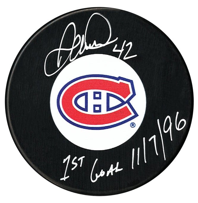 Darcy Tucker Autographed Montreal Canadiens First Goal Inscribed Puck CoJo Sport Collectables Inc.