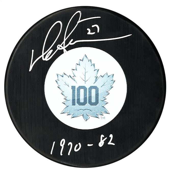 Darryl Sittler Autographed Toronto Maple Leafs Top 100 Inscribed Puck CoJo Sport Collectables Inc.