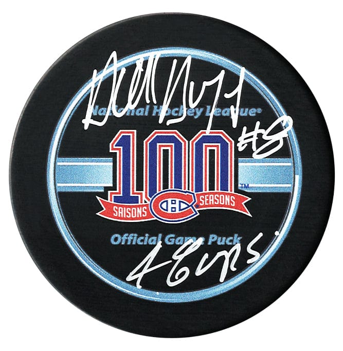 Dick Duff Autographed Montreal Canadiens Centennial Season 4 Cups Inscribed Official Puck CoJo Sport Collectables Inc.