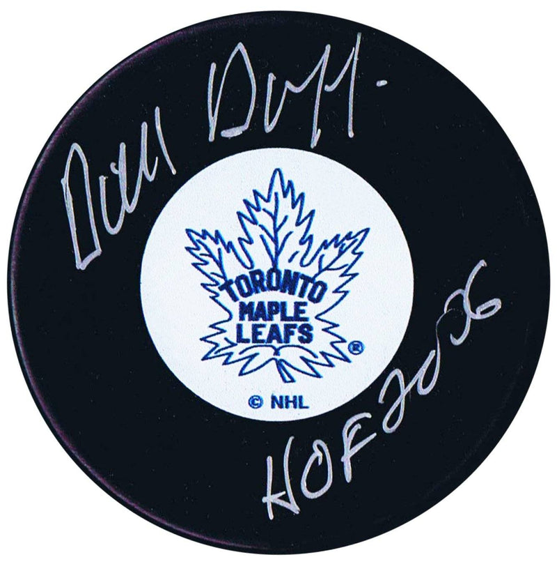 Dick Duff Autographed Toronto Maple Leafs HOF Puck.