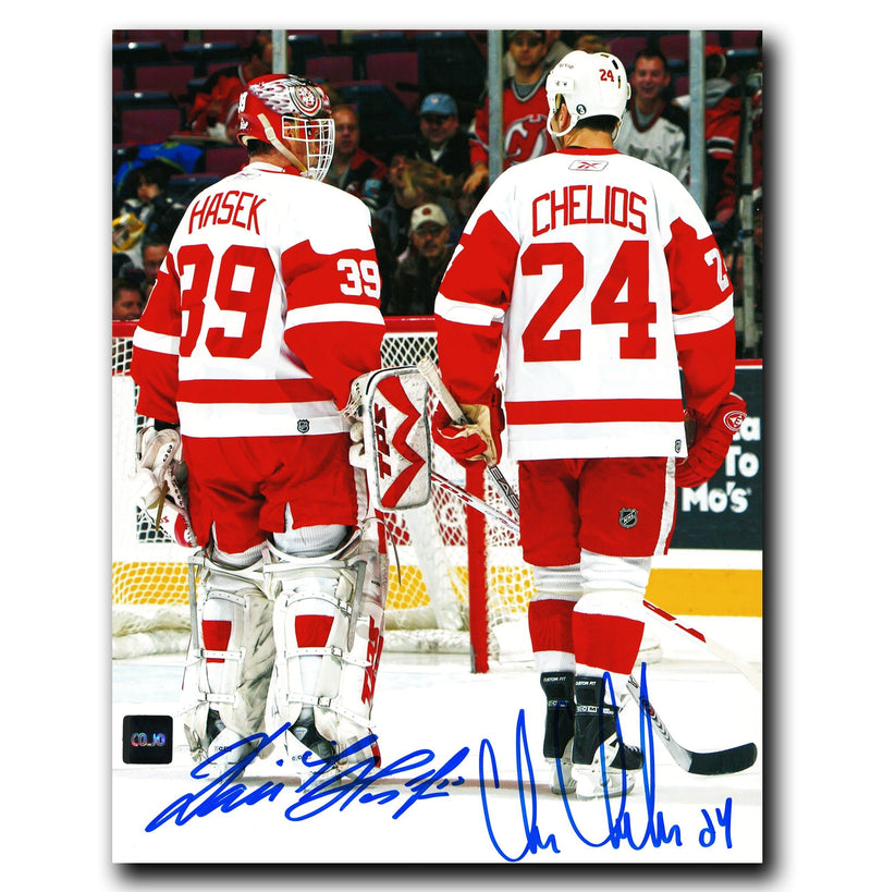 Dominik Hasek and Chris Chelios Detroit Red Wings Dual Autographed 8x10 Photo CoJo Sport Collectables Inc.