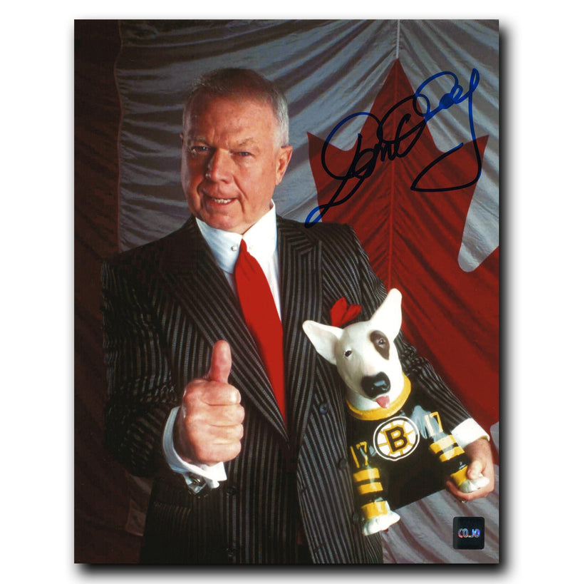 Don Cherry Boston Bruins Autographed Blue 8x10 Photo CoJo Sport Collectables