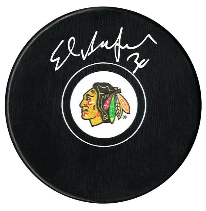 Ed Belfour Autographed Chicago Blackhawks Puck (Small Logo) CoJo Sport Collectables Inc.