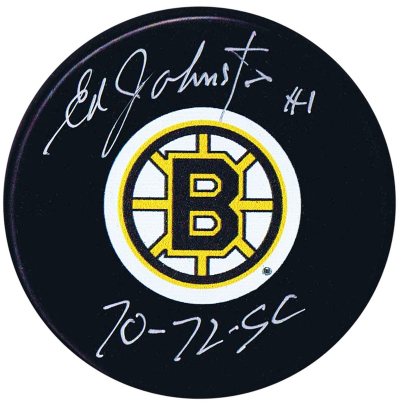 Ed Johnston Boston Bruins Autographed 70-72 SC Puck CoJo Sport Collectables Inc.