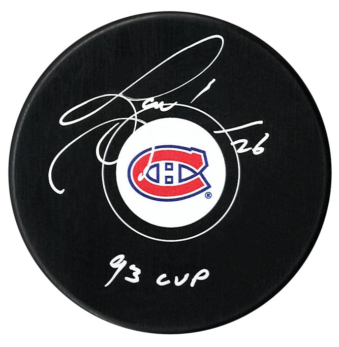 Gary Leeman Autographed Montreal Canadiens 93 Cup Inscribed Puck CoJo Sport Collectables Inc.