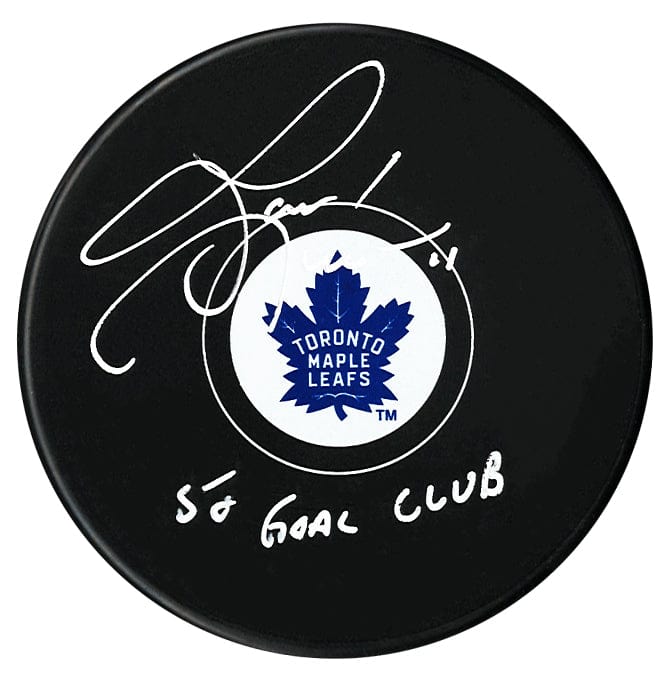 Gary Leeman Autographed Toronto Maple Leafs 50 Goal Club Inscribed Puck CoJo Sport Collectables Inc.