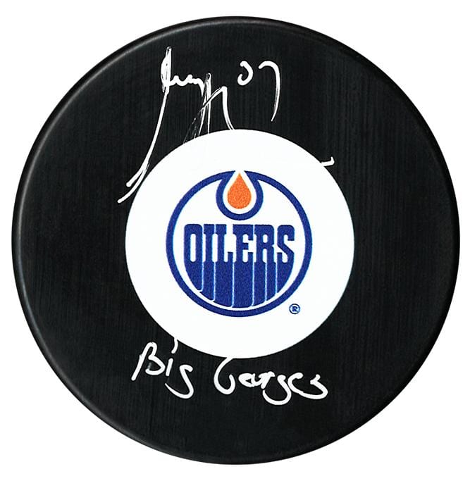 Georges Laraque Autographed Edmonton Oilers Inscribed Puck CoJo Sport Collectables Inc.