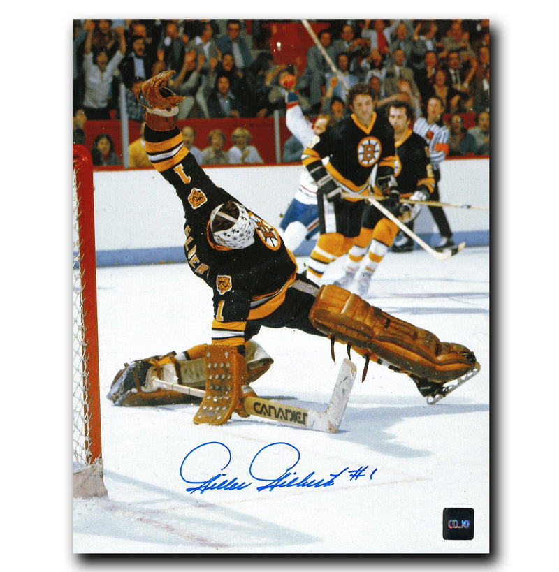 Gilles Gilbert Boston Bruins Autographed Save 8x10 Photo CoJo Sport Collectables