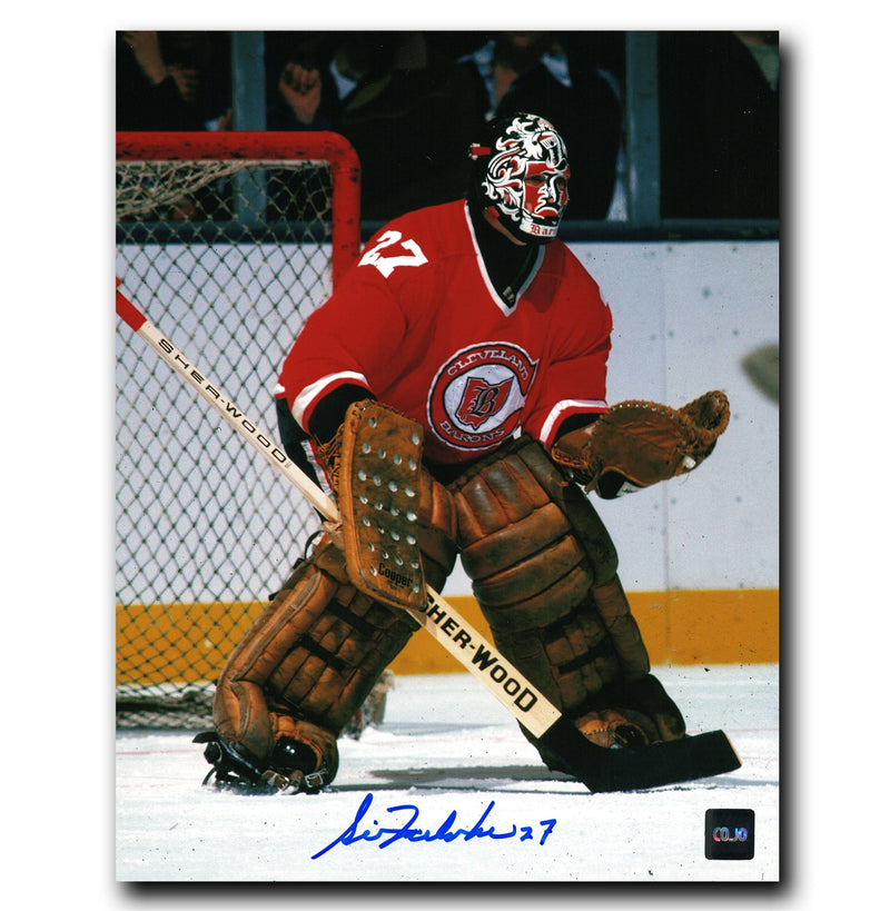 Gilles Meloche Cleveland Barons Autographed 8x10 Photo CoJo Sport Collectables