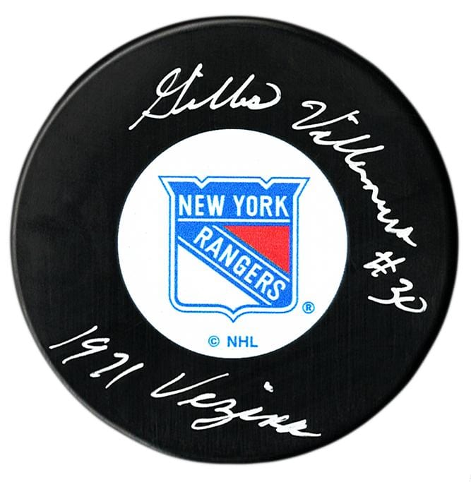 Gilles Villemure Autographed New York Rangers 1971 Vezina Puck CoJo Sport Collectables Inc.