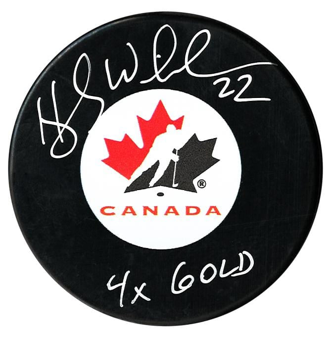 Hayley Wickenheiser Autographed Team Canada 4x Gold Inscribed Puck CoJo Sport Collectables Inc.