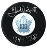 Jack Valiquette Autographed Toronto Maple Leafs Centennial Season Inscribed Puck CoJo Sport Collectables Inc.