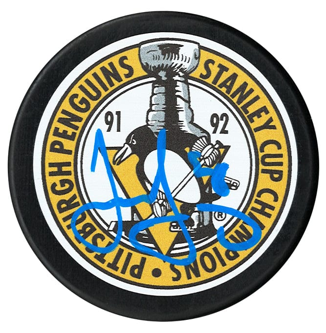 Jaromir Jagr Autographed Pittsburgh Penguins 1992 Stanley Cup Champions Puck (Dark Blue) CoJo Sport Collectables Inc.