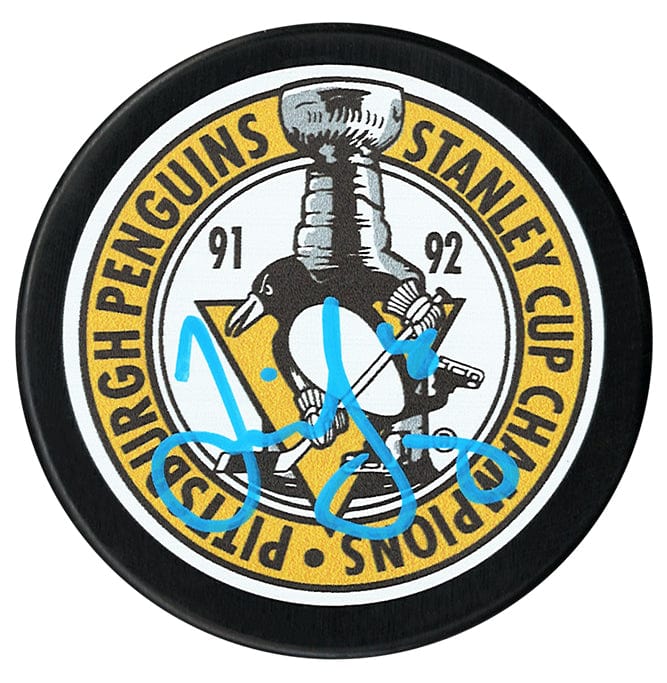 Jaromir Jagr Autographed Pittsburgh Penguins 1992 Stanley Cup Champions Puck (Light Blue) CoJo Sport Collectables Inc.