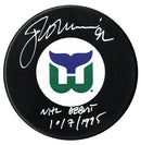 Jeff O'Neill Autographed Hartford Whalers Debut Inscribed Puck CoJo Sport Collectables Inc.