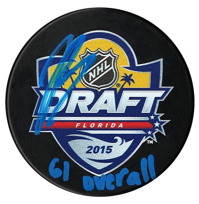 Jeremy Bracco Toronto Maple Leafs Autographed 2015 NHL Draft Inscribed Puck CoJo Sport Collectables Inc.