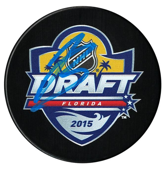 Jeremy Bracco Toronto Maple Leafs Autographed 2015 NHL Draft Puck (Blue) CoJo Sport Collectables Inc.