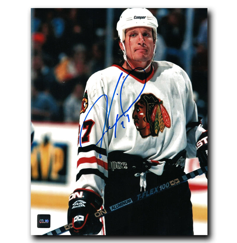 Jeremy Roenick Chicago Blackhawks Autographed Blood 8x10 Photo CoJo Sport Collectables