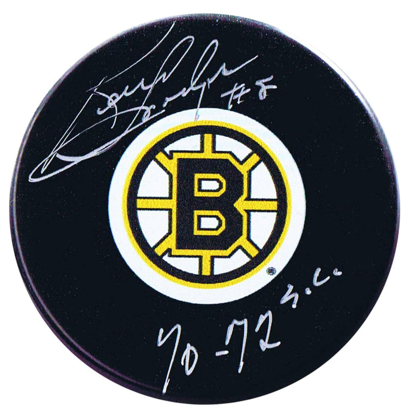 Ken Hodge Autographed Boston Bruins 70-72 Stanley Cup Puck.