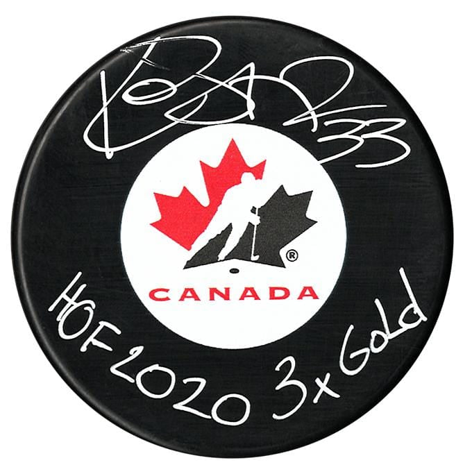Kim St-Pierre Autographed Team Canada 3x GOLD HOF Puck CoJo Sport Collectables Inc.