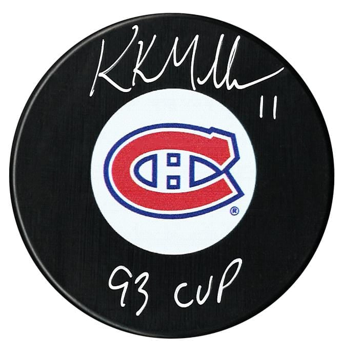 Kirk Muller Autographed Montreal Canadiens 93 Cup Inscribed Puck CoJo Sport Collectables Inc.