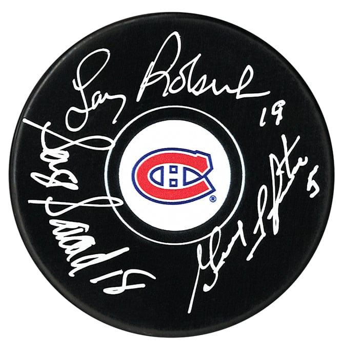 Larry Robinson, Serge Savard & Guy Lapointe Triple Autographed Montreal Canadiens Puck CoJo Sport Collectables Inc.