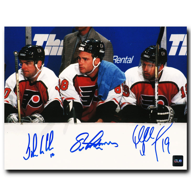 Legion of Doom Philadelphia Flyers Autographed Bench 8x10 Photo CoJo Sport Collectables Inc.