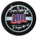 Leon Rochefort Autographed Montreal Canadiens Centennial Season Inscribed Official Puck CoJo Sport Collectables Inc.