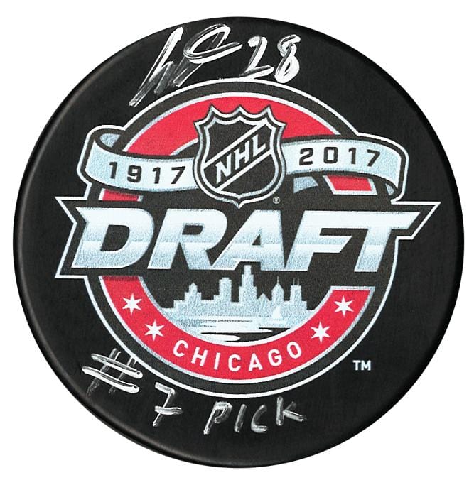 Lias Andersson Autographed 2017 NHL Draft Inscribed Puck CoJo Sport Collectables Inc.