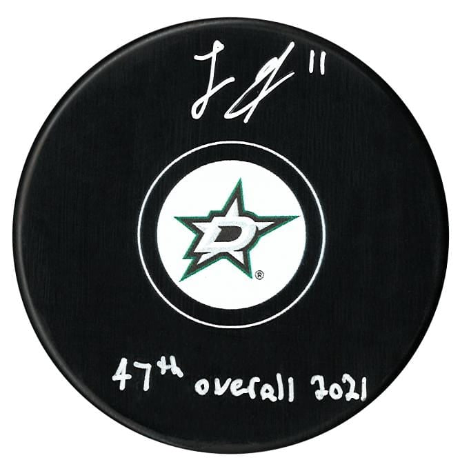 Logan Stankoven Autographed Dallas Stars Draft Inscribed Puck CoJo Sport Collectables Inc.