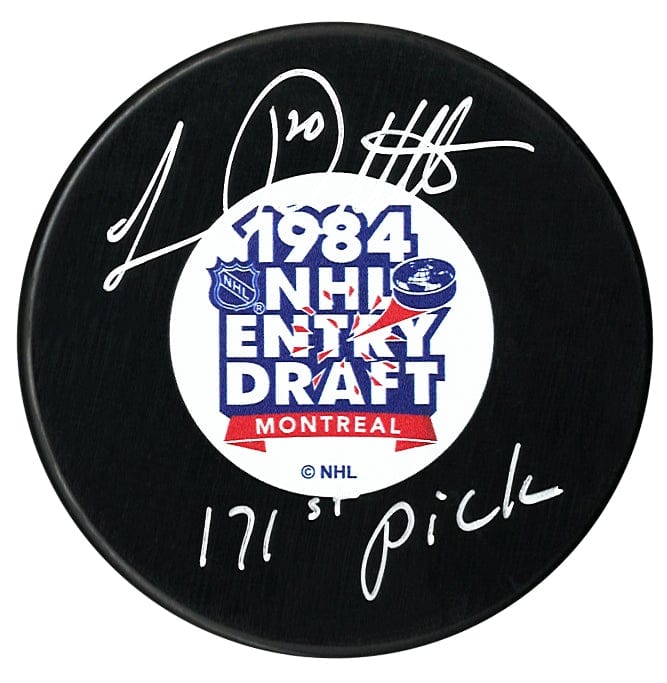 Luc Robitaille Autographed 1984 NHL Draft Inscribed Puck CoJo Sport Collectables Inc.