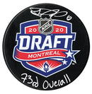 Luke Prokop Nashville Predators Autographed 2020 Inscribed Draft Puck CoJo Sport Collectables Inc.